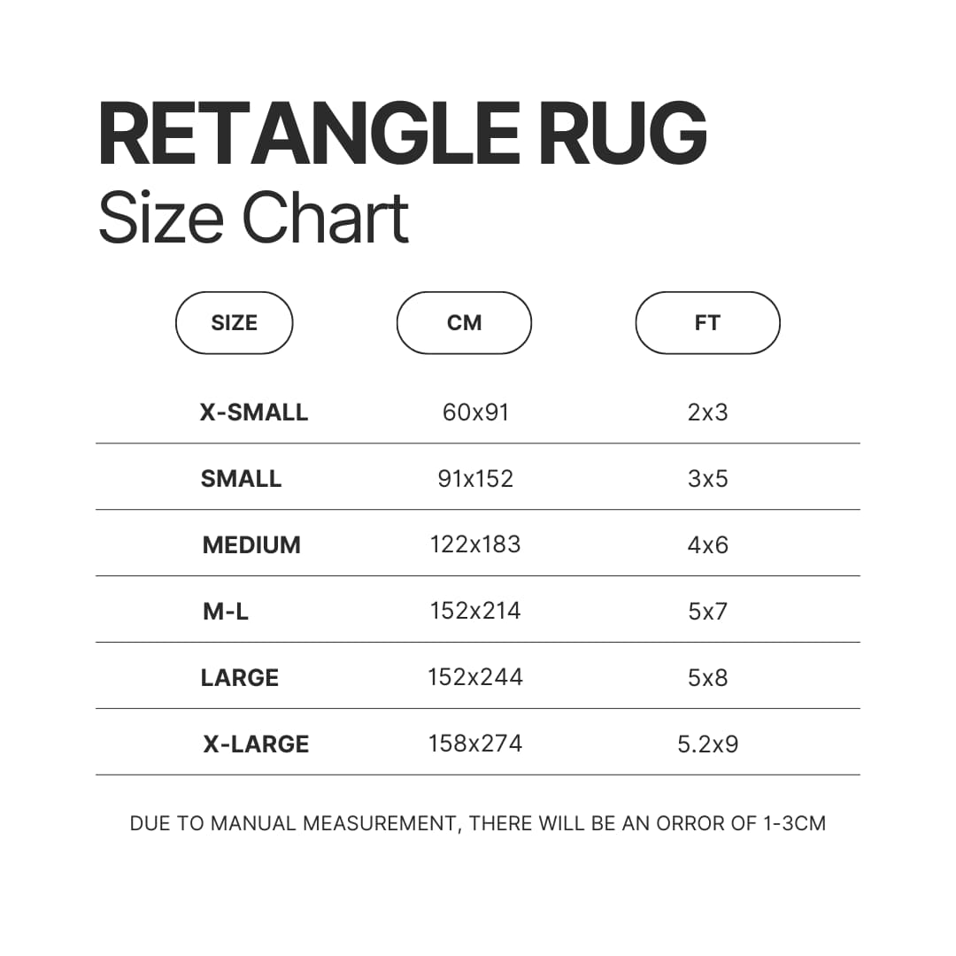 Retangle Rug Size Chart - Family Guy Merch